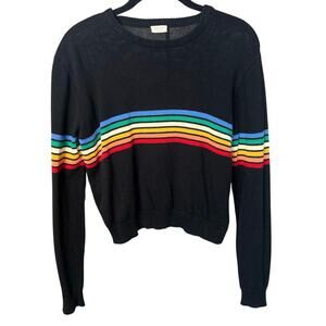 J. Galt Shanghai Rainbow Stripe Black Knit Sweater - S/M